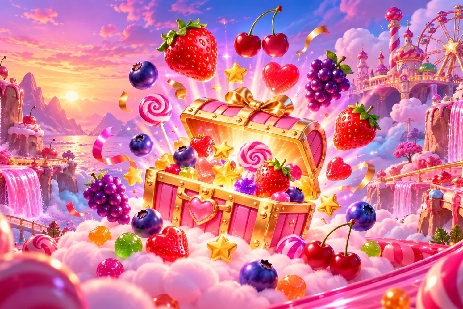 Fruit-inspired colours accompany a puzzle about three measured pieces.